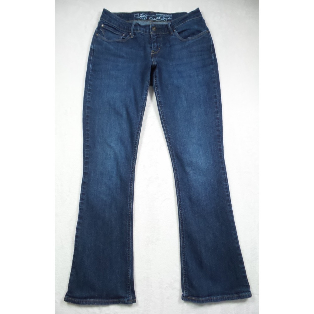 Levis Jeans Womens Size 32 Blue Denim Supreme Curve Skinny Boot Low Rise Stretch
